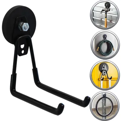 Produktbild von Magnetische Garagenhaken Robuste,Gerader Haken 14 cm,starker Magnethaken, Haken mit Neodym-Magnet, Magnet-Werkzeughaken, Magnethalterungen für Schlauch,Werkstatt,Schwarz,maximale Tragfähigkeit 17 kg