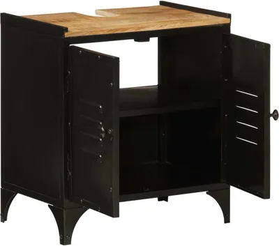 Immagine prodotto di Mobile Lavabo da Bagno 55x35x60 cm Ferro e Legno Massello Mango