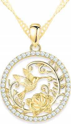Produktbild von Goldkette mit Kolibri Wiese Rose Vogel Kolibri Schwalbe SILBER 925