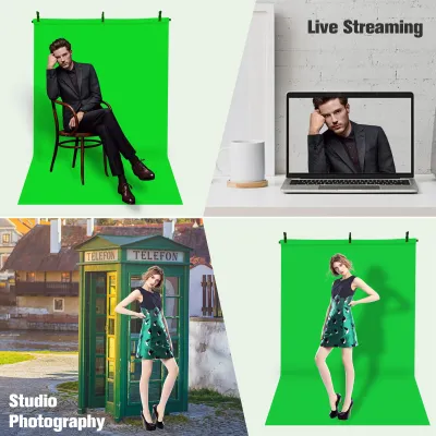 Produktbild von Fotografie-Hintergrund-Set, leicht, multifunktional, professionell, grün, Fotohintergrund, Tuch mit Ständer