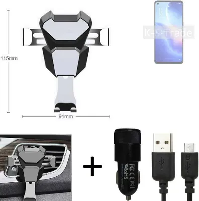 Produktbild von K-S-Trade KFZ Halterung kompatibel mit Oppo Reno5 K 5G Halterung Lüftungshalterung Lüftungsschlitz schwarz-silber Autohalterung Handy inkl. KFZ