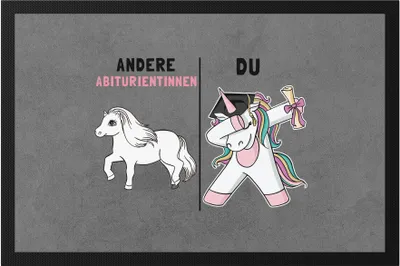 Produktbild von Andere Abiturientinnen Du Fußmatte  Pferd Einhorn Geschenkidee Lustig Schulabschluss Abi