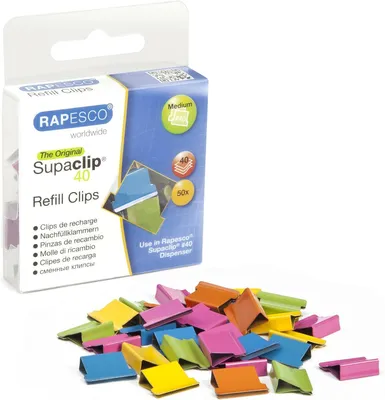 Produktbild von Rapesco Clips - Multicolor - Packung mit 50