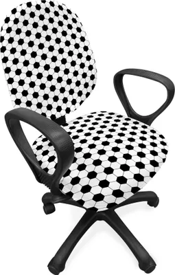 Produktbild von ABAKUHAUS Fußball Bürostuhl Schonbezug, Abstrakt Ball Muster, dekorative Schutzhülle aus Stretchgewebe, Schwarz-Weiss