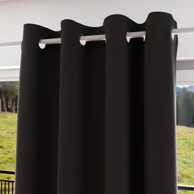 Verdunkelungsvorhang mit Ösen, 135x180 cm, Schwarz, isolierend