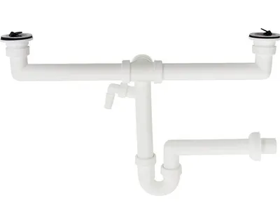 Obrázek produktu pro Prostorově úsporný sifon Alcadrain pro dvoudřez s přípojkou A871P DN40