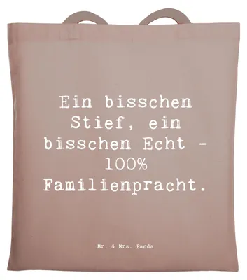 Produktbild von Mr. & Mrs. Panda Tote Bag Spruch Liebe Stiefenkel - Braun Pastell - Geschenk, Patchworkfamilie, Tasche, Großeltern, Schultasche, Enkel, Büchertasche, Einkaufstasche