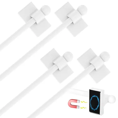 Magnetische Gardinenstange 2er-Set, ausziehbar 44-85 cm, weiß