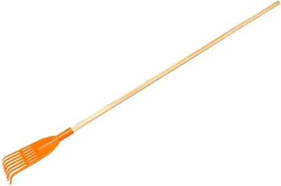 Immagine prodotto di KOTARBAU® Rastrello per Foglie Plastica 7 Denti Arancione Rastrello Giardino con Manico in Legno Rastrelli per Foglie Erba Siepi Leggero
