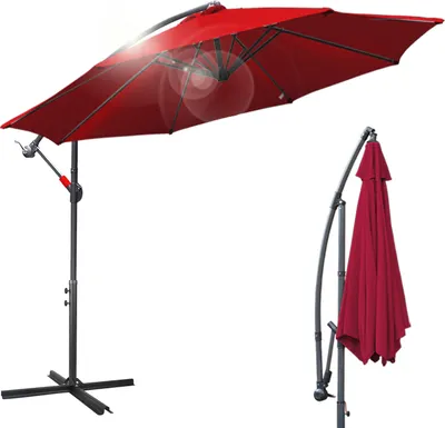Image de Aopunly Parasol tournant à 360° Parapluie Ø300cm Protection UV Parasol à manivelle UV50+ Parasol de jardin Parasol de marché Rouge