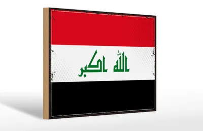 Produktbild von Holzschild Flagge Irak 30x20cm Retro Flag of Iraq