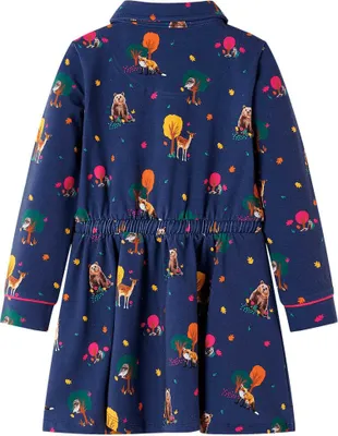 Produktbild von vidaXL Kinderkleid mit Langen Ärmeln und Kordelzug Marineblau 140
