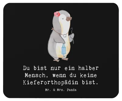 Produktbild von Mr. & Mrs. Panda Mauspad Kieferorthopädin Herz - Schwarz - Geschenk, mausteppich, Mouse Pad, mousematte, Mousepad, laptop
