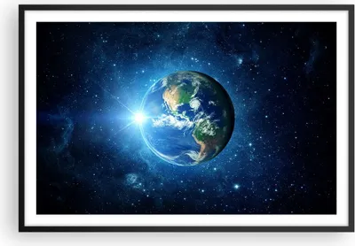 Produktbild von Gerahmtes Poster - Schwarzer Rahmen - Erde Universum Sterne Galaxie - 91,5x61 cm - Wand Bild - Wanddeko - Wandbilder - Wandposter - Bilderrahmen - Bilder - Kunstdruck - Wandbild - P2BAA91x61-2943