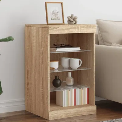 Produktbild von （Robust Möbel）Sideboard/Kommode - elegantes Design - Buffetschrank - mit LED-Leuchten Sonoma-Eiche 41x37x67cm Promotion482861 - Kommoden