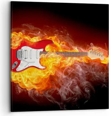 Produktbild von Bild auf Leinwand - Leinwandbild - Flammen Gitarre Instrument - 70x70cm - Wand Bild - Wanddeko - Leinwanddruck - Bilder - Kunstdruck - Wanddekoration - Leinwand bilder - Wandkunst - AC70x70-0196