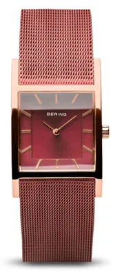 Produktbild von BERING Damen Quarz Uhr | Armbanduhr 26 mm roségoldenes Edelstahlgehäuse und rote