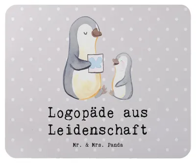 Produktbild von Mr. & Mrs. Panda Mauspad Logopäde Leidenschaft - Grau Pastell - Geschenk, pc mousepad, mousematte, Ausbildung, Lustig, Studium, Mouse Pad, Spruch, Witzig