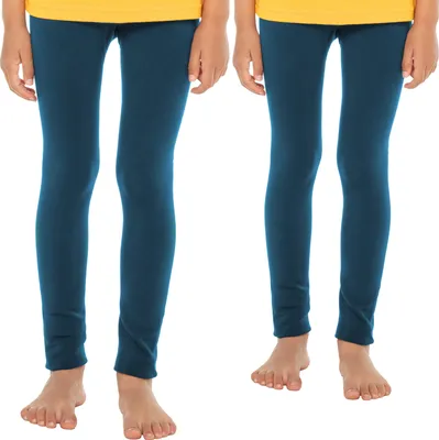 Produktbild von Celodoro Kinder Thermo Leggings (2 Stück) - warme Unterhose lang mit Innenfleece - Petrol 146-152