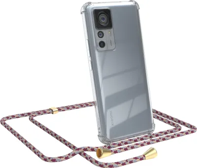 Produktbild von EAZY CASE Handykette kompatibel mit Xiaomi 12T / 12T Pro, Handyhülle mit Umhängeband, Handykordel, Schutzhülle Clear, Band in Rot