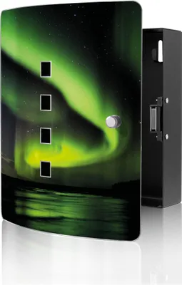 Produktbild von banjado Design Schlüsselkasten aus Edelstahl für 10 Schlüssel, Schlüsselschrank 24 x 21,5 x 7cm groß mit Magnetverschluss,  Wetterleuchten [BWSK 10236]