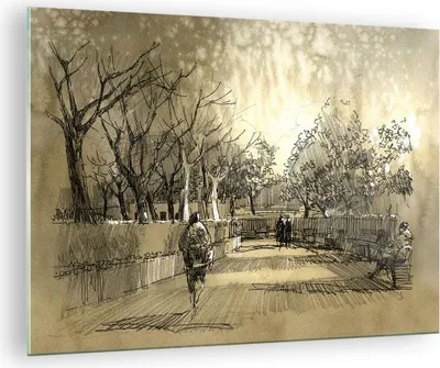 Produktbild von Bilder auf glas - Park Spaziergang Baum - 70x50cm - Glasbilder - Wandbilder - Kunstdruck - zum Aufhängen bereit - Wanddekoration aus Glas - Glas Bilder - Wandbild auf Glas - Einteilig - GAA70x50-3758