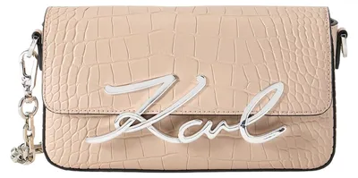 Obrázek produktu pro Karl Lagerfeld, taška přes rameno Signature 2.0, vzor krokodýlí kůže, barva růžová nude