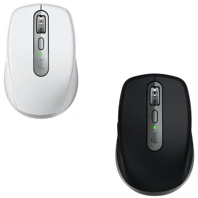 Two computer mice, one white and one black, are shown against a white background.
