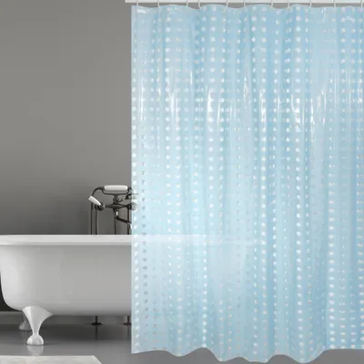 Produktbild von MSV Duschvorhang mit Ringen - blau transparent - PVC - 180 x 200 cm