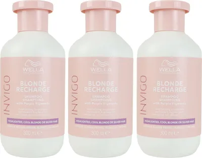 Produktbild von Wella Invigo Blonde Recharge 3 x 300 ml Haarshampoo Silbershampoo Set