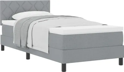 Immagine prodotto di Letto a molle con testiera Grigio chiaro 90 x 200 cm Tessuto