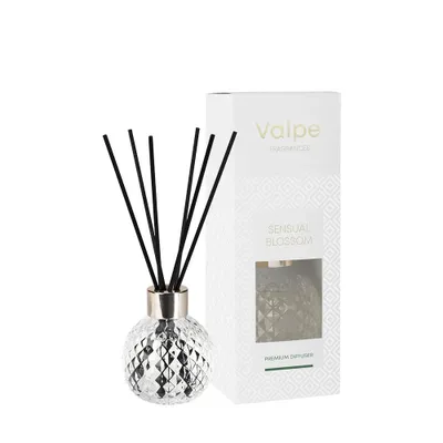 Produktbild von Aromadiffusor im Kristallglas 100 ml – Raumduft mit Duftstäbchen – Langanhaltender Duft bis zu 9 Wochen – Sinnliche Blumen