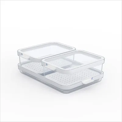 Produktbild von Rotho Aufbewahrungsbox Cauma 3er-Set Kühlschrank Organizer transparent weiß