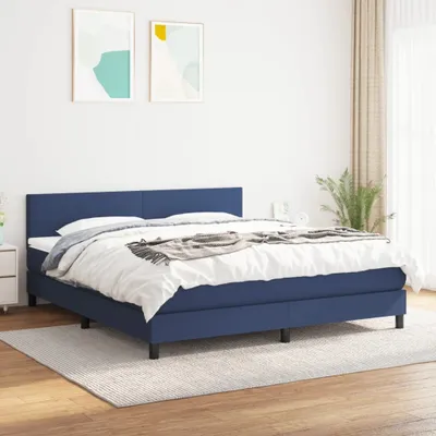 Produktbild von The Living Store Boxspringbett mit Matratze Blau 180x200 cm Stoff