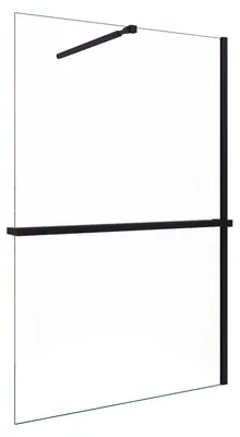 Produktbild von Duschspa Walk-In Dusche 100x200cm Schwarz Duschwand mit Handtuchhalter mit Stabilisator 8mm NANO ESG-Glas Duschregal Duschtrennwand F084B