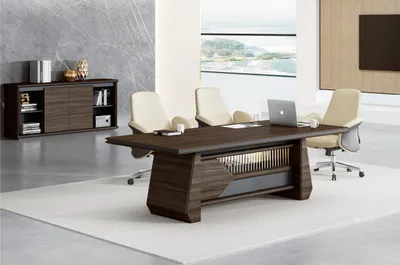 Produktbild von Brauner Konferenztisch Designer Bürotische Arbeitszimmer Holz Möbel