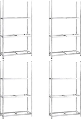 Obrázok produktu pre vidaXL Stojan na pneumatiky s 3 policami 4 ks strieborný 110x40x200 cm oceľ