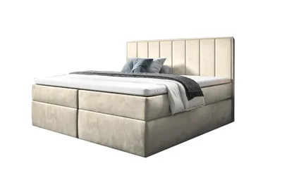 Produktbild von Bettso Boxspringbett Modernes kontinentales Bett mit Topper für Schlafzimmer HAVANA beige 140x200