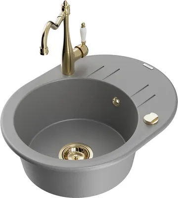 Produktbild von Mexen Kevin 1 Becken-Granitspüle mit Abtropffläche und Mischbatterie Carla, Grau - 6517-71-670700-50