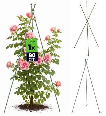 Produktbild von KADAX Obelisk Rankhilfe 90 cm, 1 Stück, Metall Rosenstütze mit wetterfester Kunststoffbeschichtung, Rankgitter für Kletterrosen, Clematis & Tomatenpflanzen