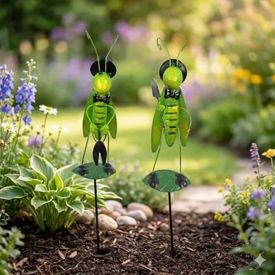 Produktbild von Deko Grashüpfer Metall 77cm Gartendeko Figuren 2er Set