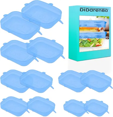 Produktbild von Silikondeckel 12 Stück, verstellbar, blau, spülmaschinengeeignet, für Küche