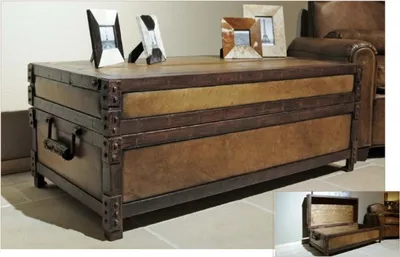 Zdjęcie produktu dla Casa Padrino antyczna skrzynia z prawdziwej skóry brązowa L120 x W60 x H47 cm - prawdziwa skóra w stylu vintage