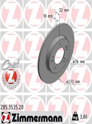 Produktbild von 2x ZIMMERMANN Bremsscheibe 285.3535.20 für HYUNDAI i30 Kombi (PDE) 32mm 3 8kg