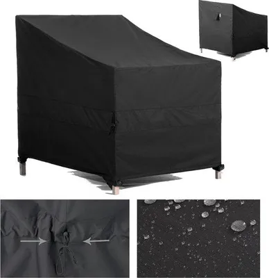 Image de Housse de protection imperméable pour le jardin, noire, en rotin, 71 x 76 x 66 cm