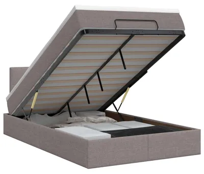 Productafbeelding van Ottomaan bed met matras en hoofdeinde, kleur taupe, afmetingen 120 x 200 cm, bekleding: stof