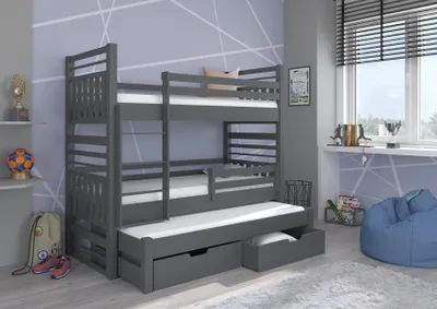 Obrázek produktu pro Třílůžková postel se zábranou 80x180 BEFRIA - šedá