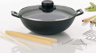 Obrázek produktu pro WOK set MINI 5-dílný litina, kov, sklo, dřevo