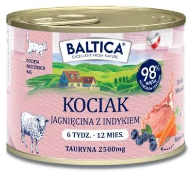 Zdjęcie produktu dla Baltica Smaki Regionów Jagnięcina z Indykiem 12x185g Bezzbożowa Mokra Karma Dla Kociąt