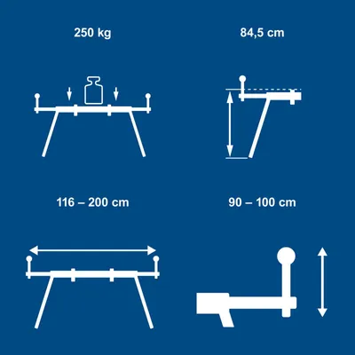 Produktbild von Scheppach Maschinenuntergestell UMF2000 Arbeitstisch | max. Tragkraft von 250 kg | von 116 auf 200 cm erweiterbar | 84,5 cm Arbeitshöhe